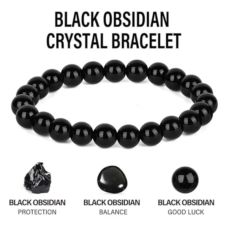 Natural Black Obsidian Crystal Healing Bracelet